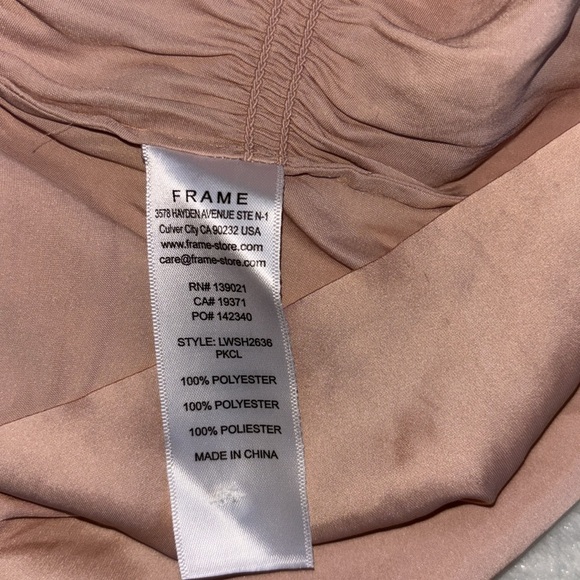 EUC Frame Pink Shirred V-Neck Blouse Size Large Retro 90s Vibe Fire Rose Summer - Picture 5 of 6